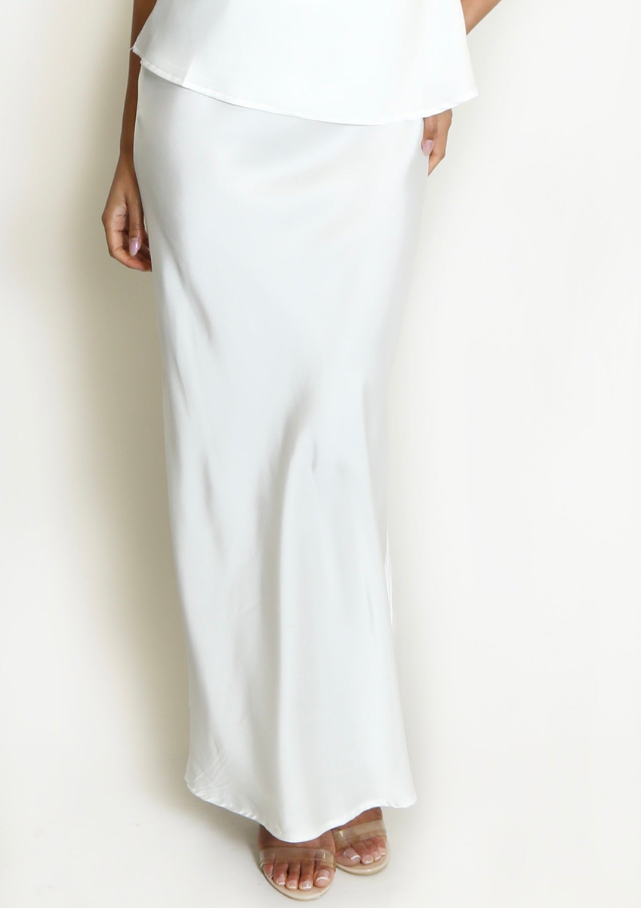 White Satin Maxi Skirt