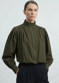 Khaki Pleated Bubble Hem Jacket