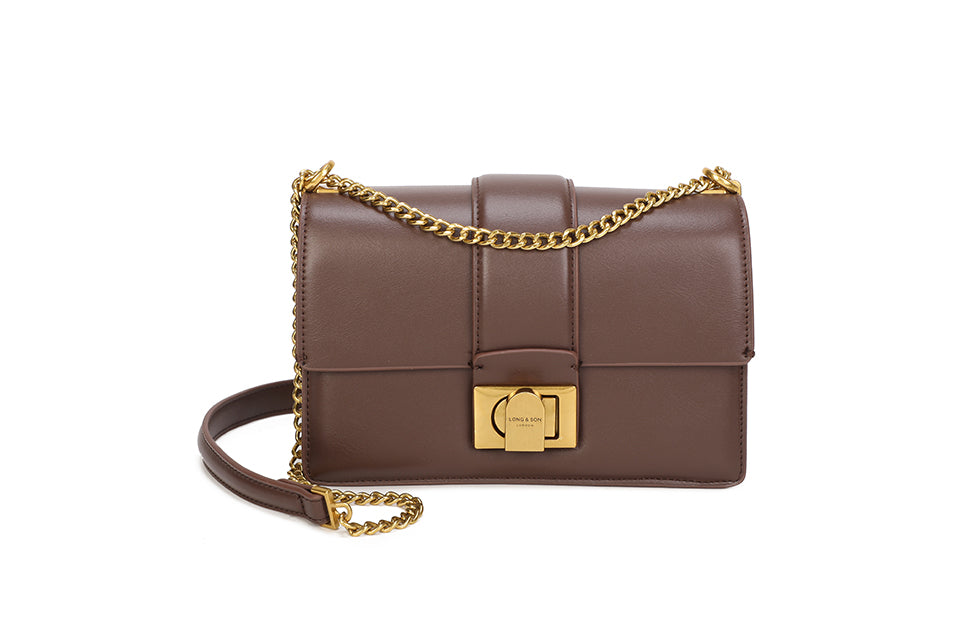 Gold Chain Detail Buckle Handbag