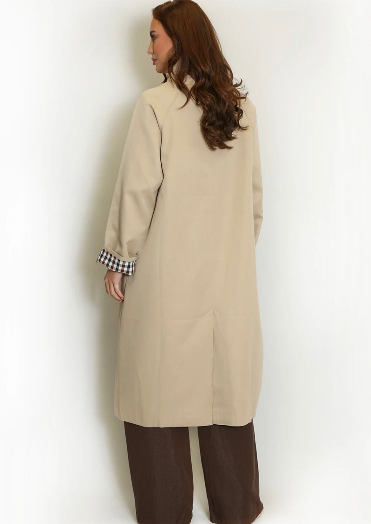 (PRE-ORDER) Camel Tuck Pleat Collar Trench Coat