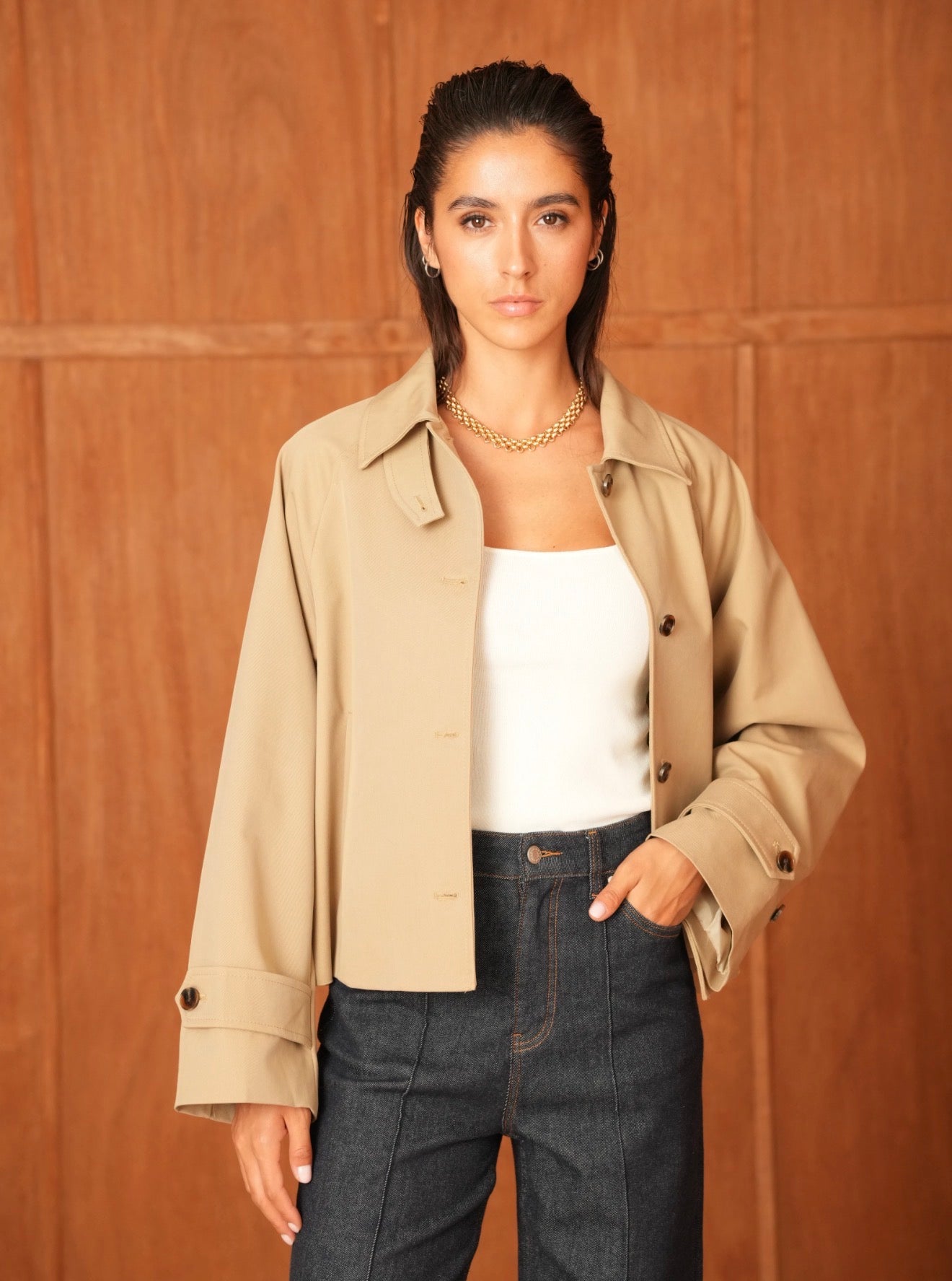 Camel Short Body Trench Coat