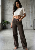 Brown Dad Fit Denim Jeans
