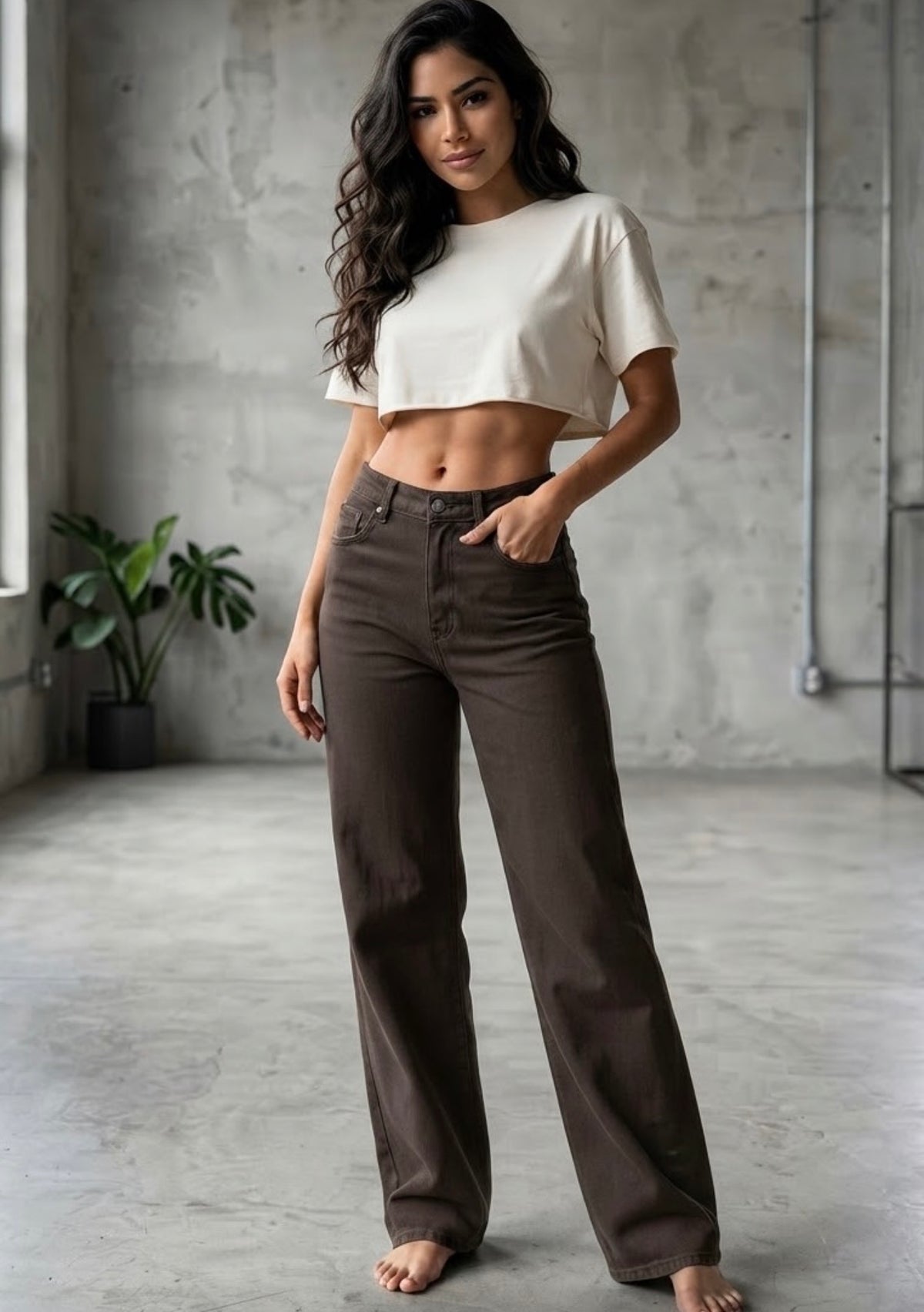 Brown Dad Fit Denim Jeans
