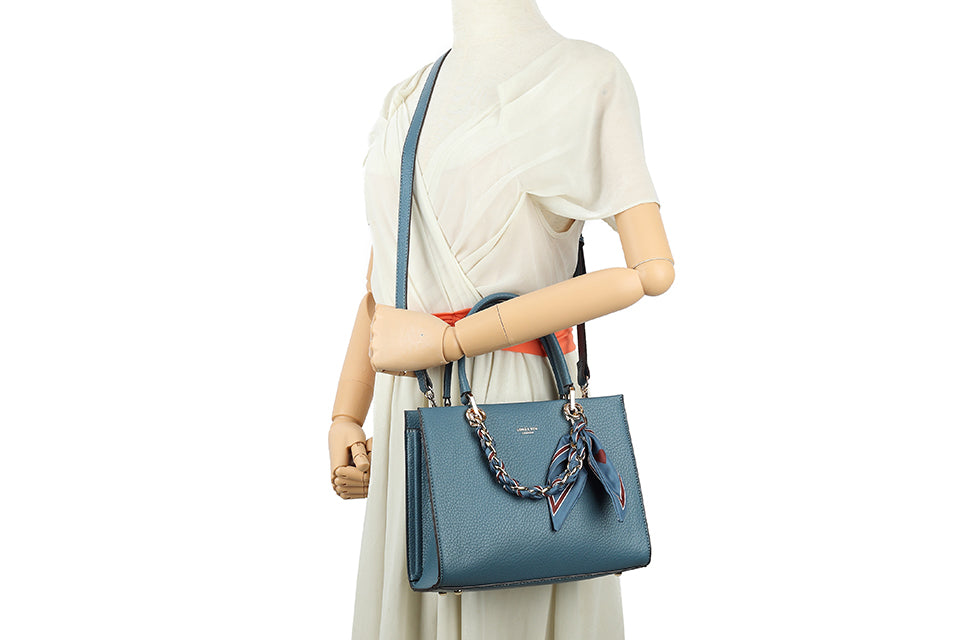 Gold Chain And Scarf Detail Handbag