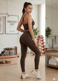 Brown Double Loop Crossover Back Gym Set