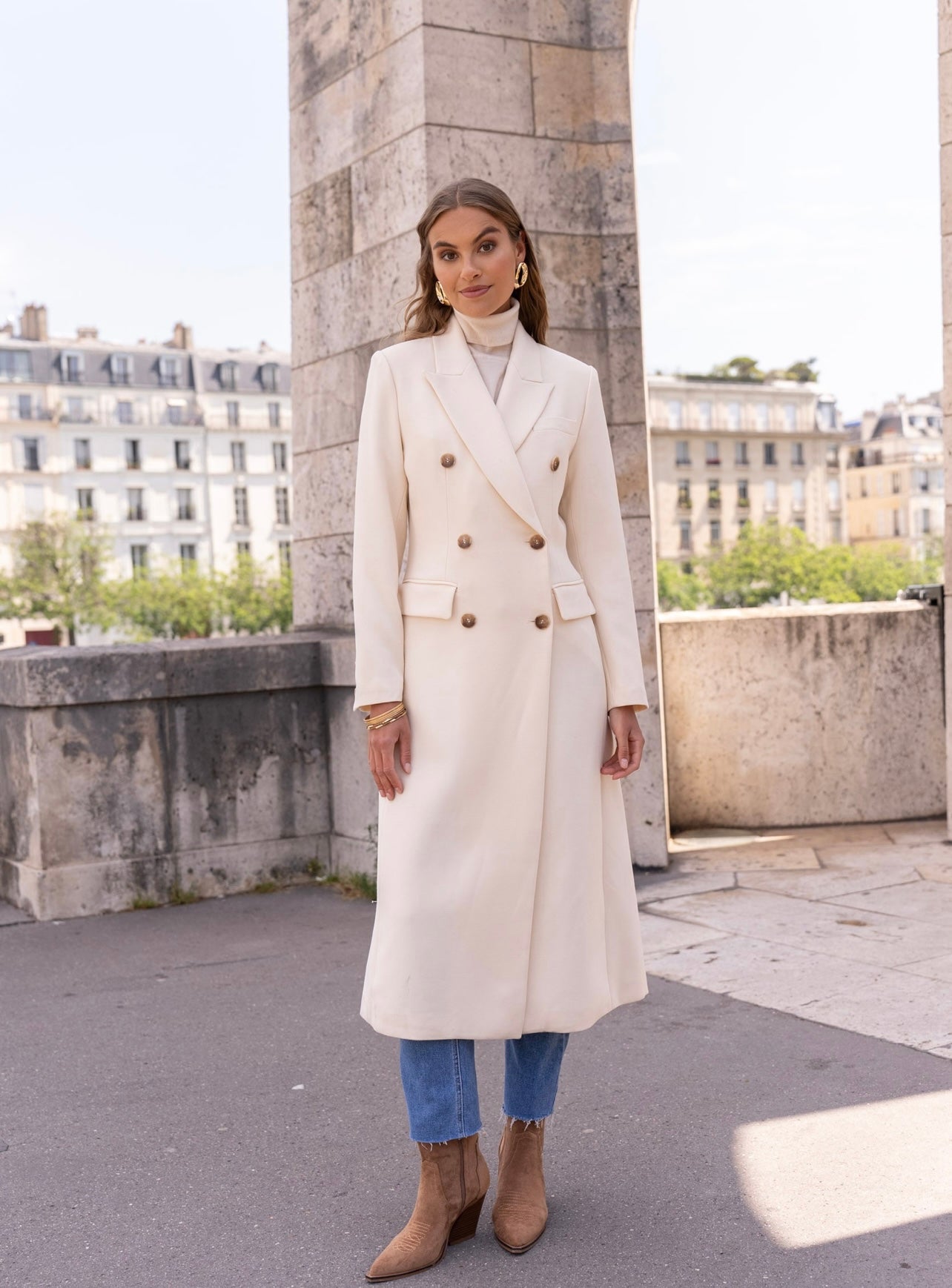 Off White Double Breasted Overcoat