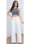 White Visible Seam Wide Leg Jeans
