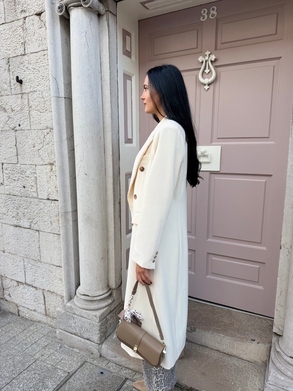 Cream Long Line Coat