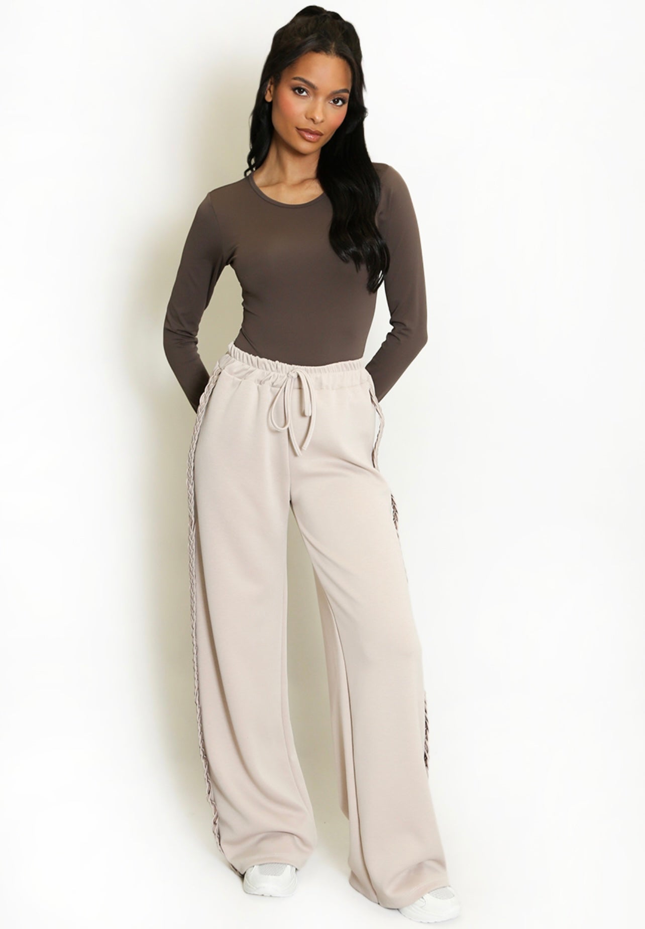 Brown Long Sleeve Active Bodysuit