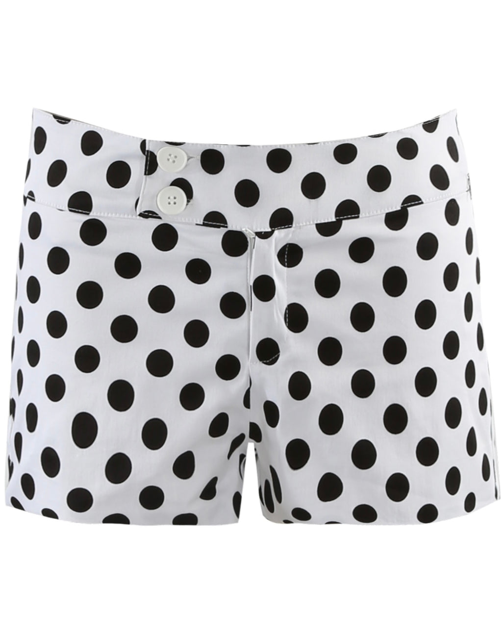 White Polka Dots Double Button Shorts