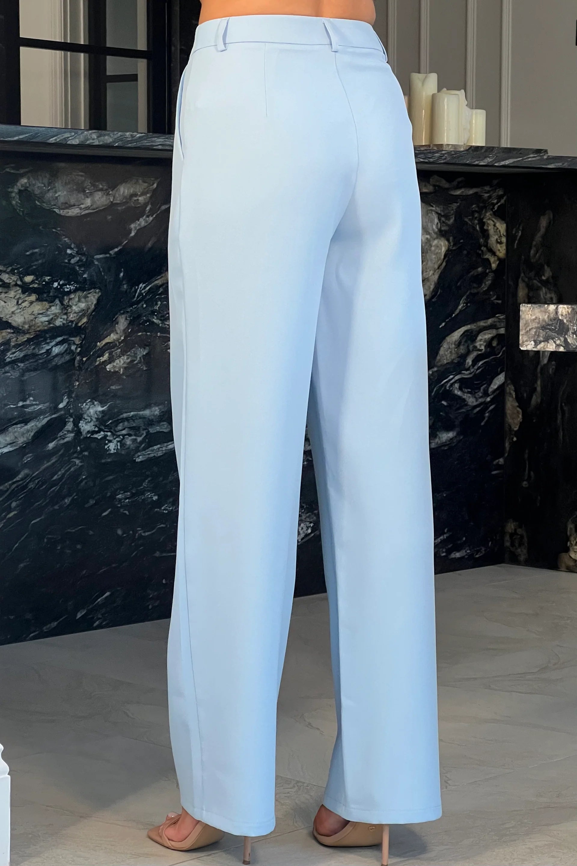 Jo Pleat Detail Tailored Trouser Sky Blue