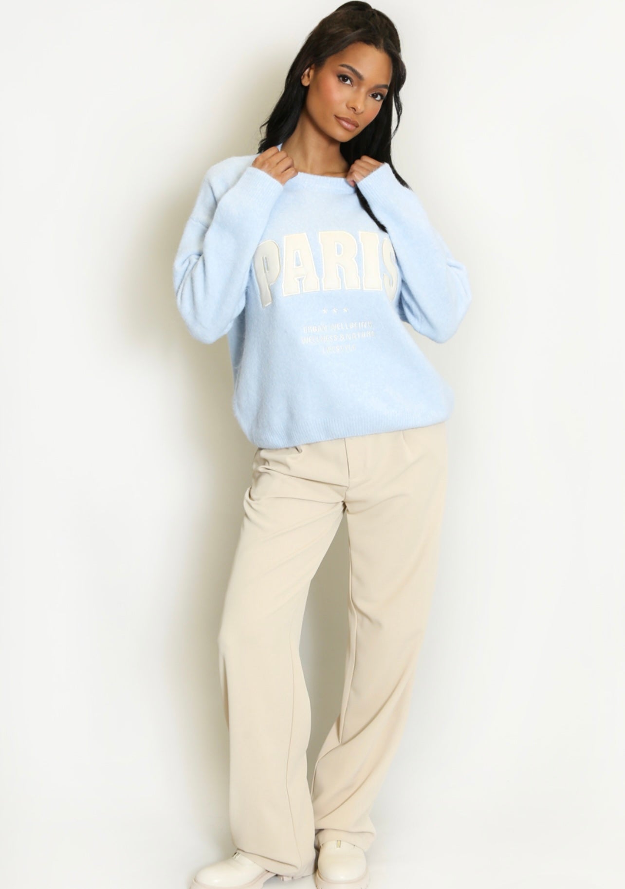 Blue Wellness Slogan Wool Jumper