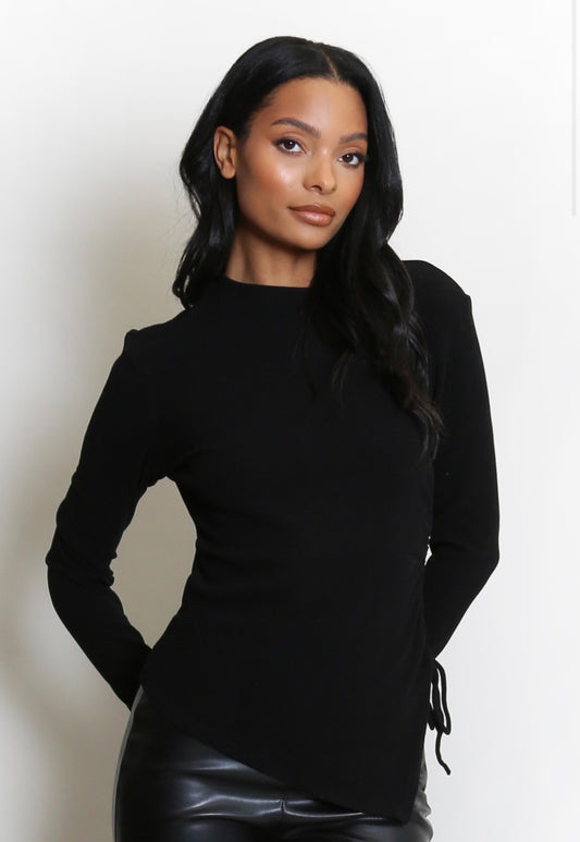 Black Super Soft Ribbed Long Sleeve Top