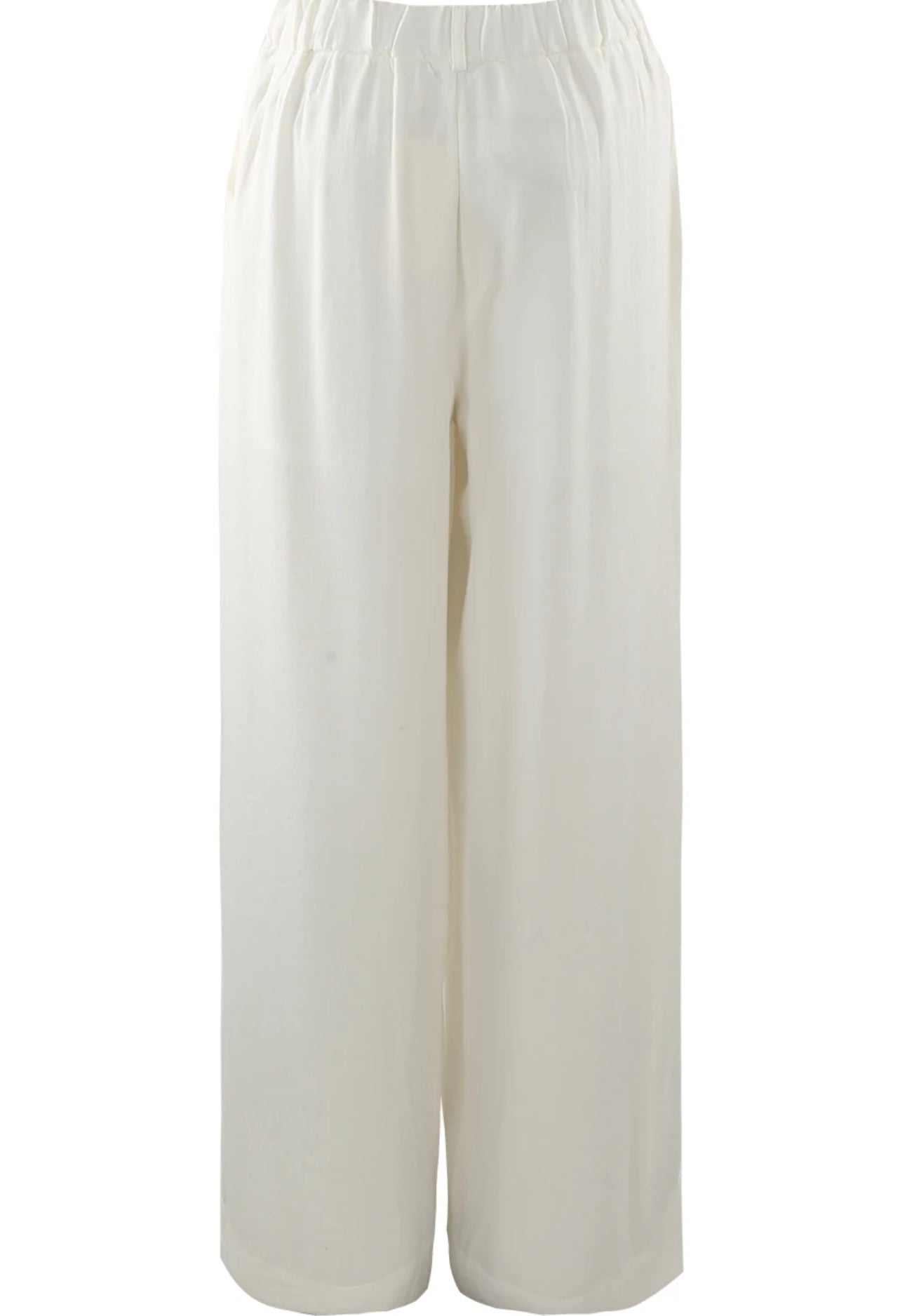White Wide Hem Trousers