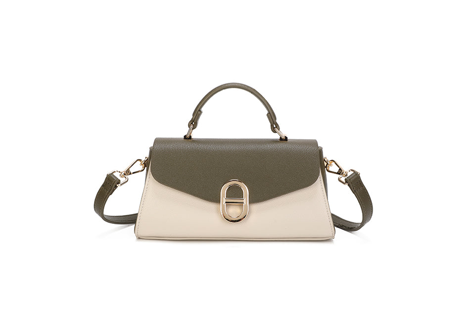 Two Tone Gold Buckle Detail Handbag