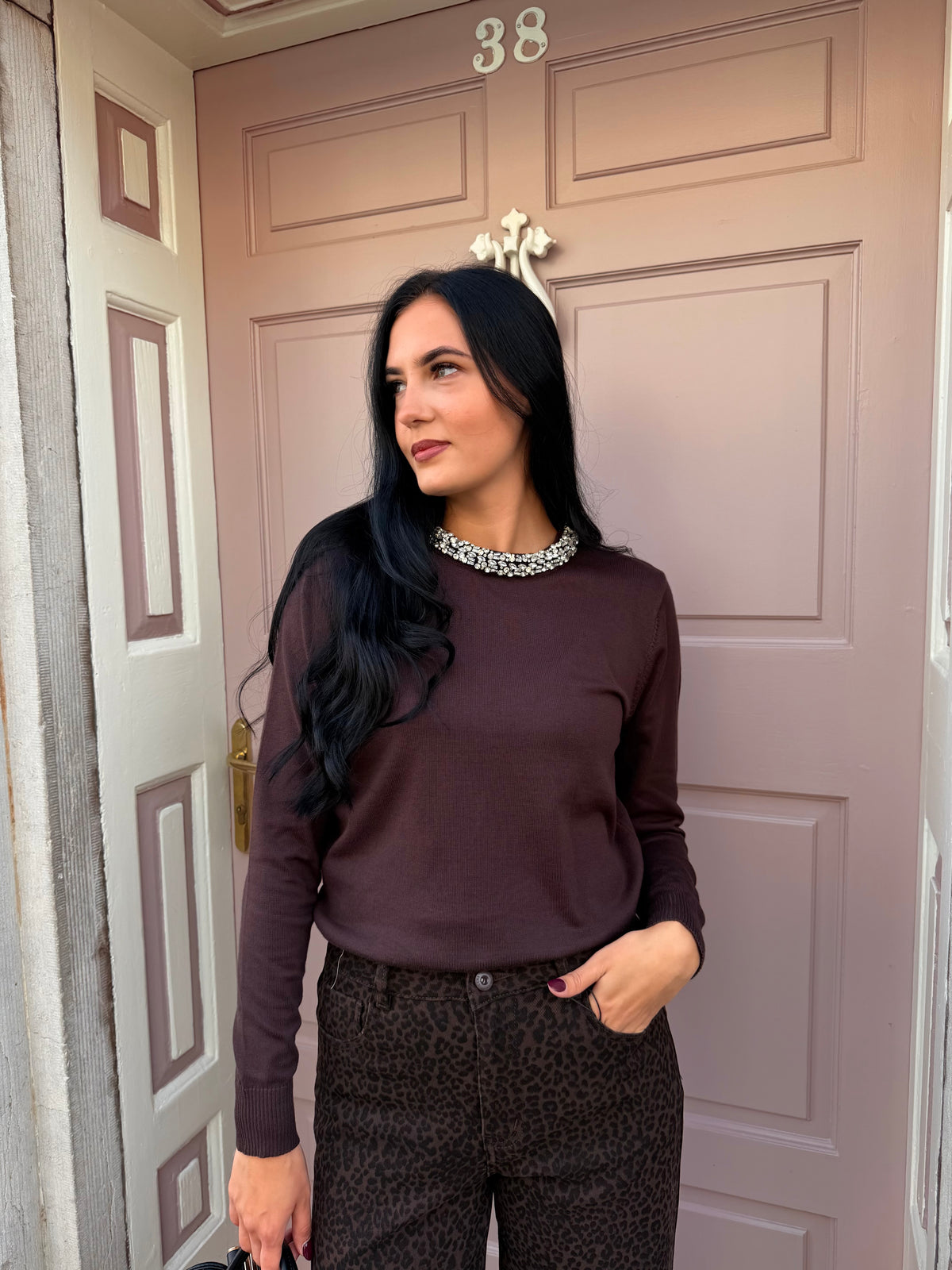 Brown Diamond Detail Jumper