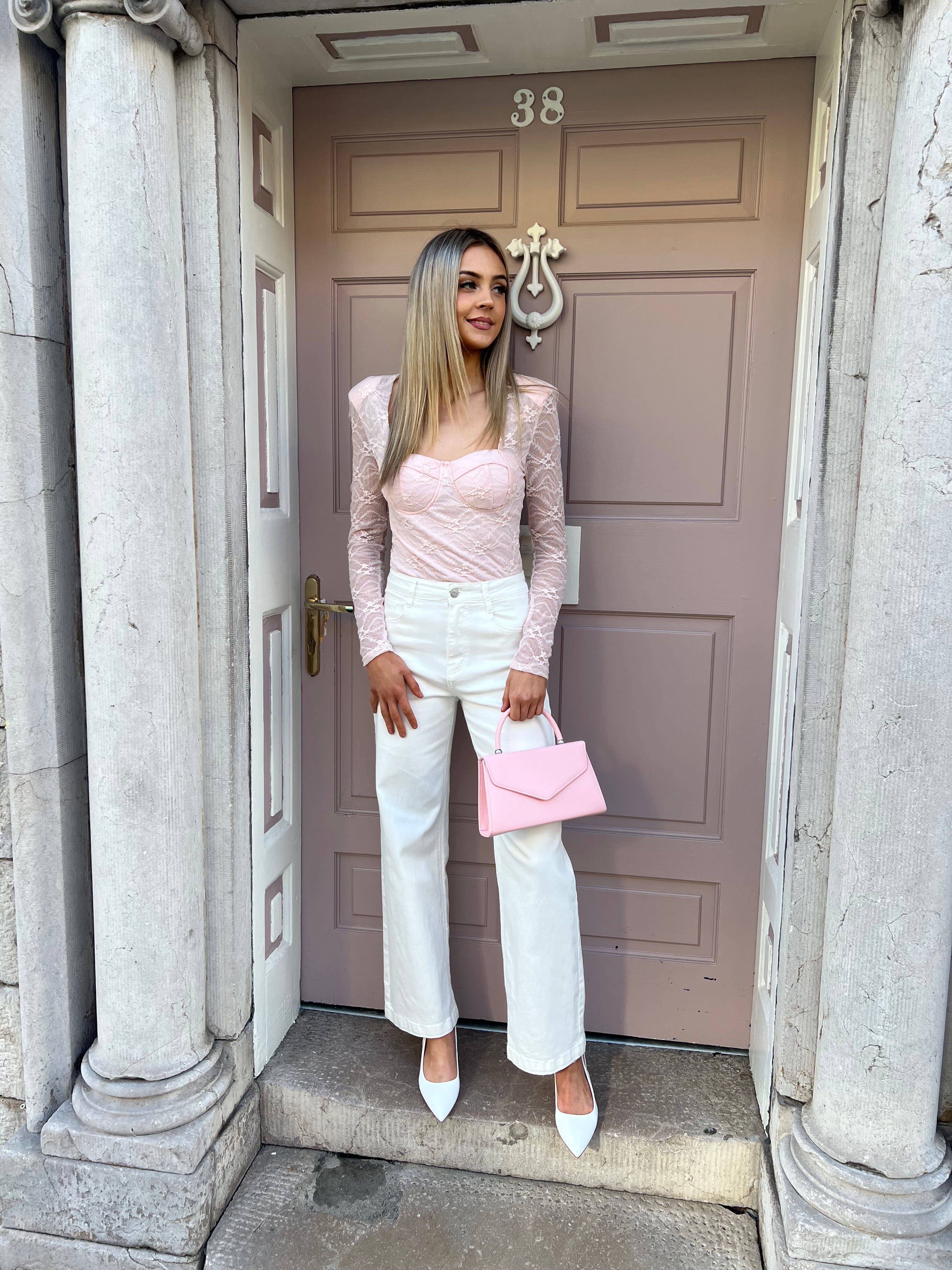 Pink Lace Detail Top