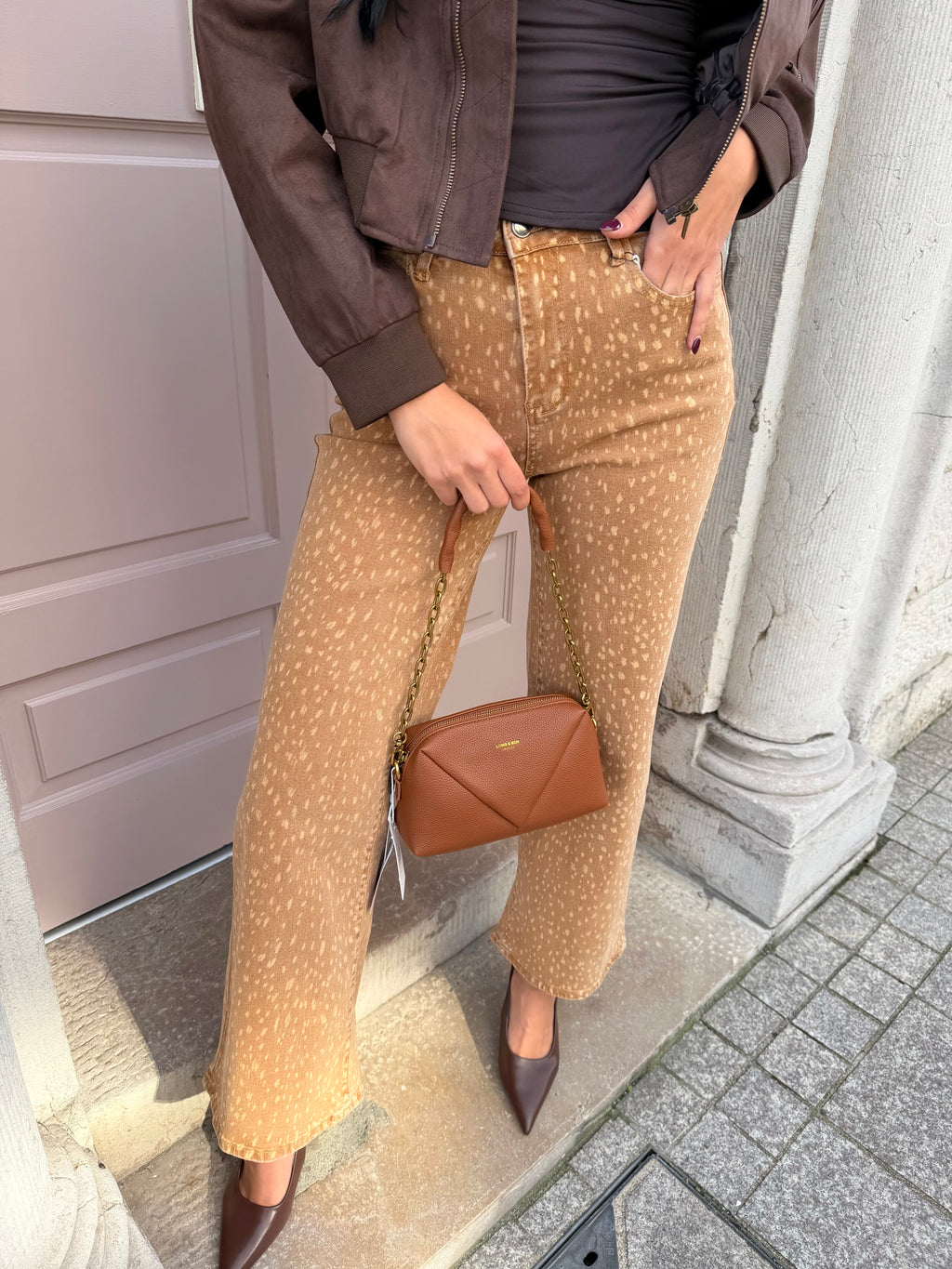 Camel Dear Print Denim Jeans