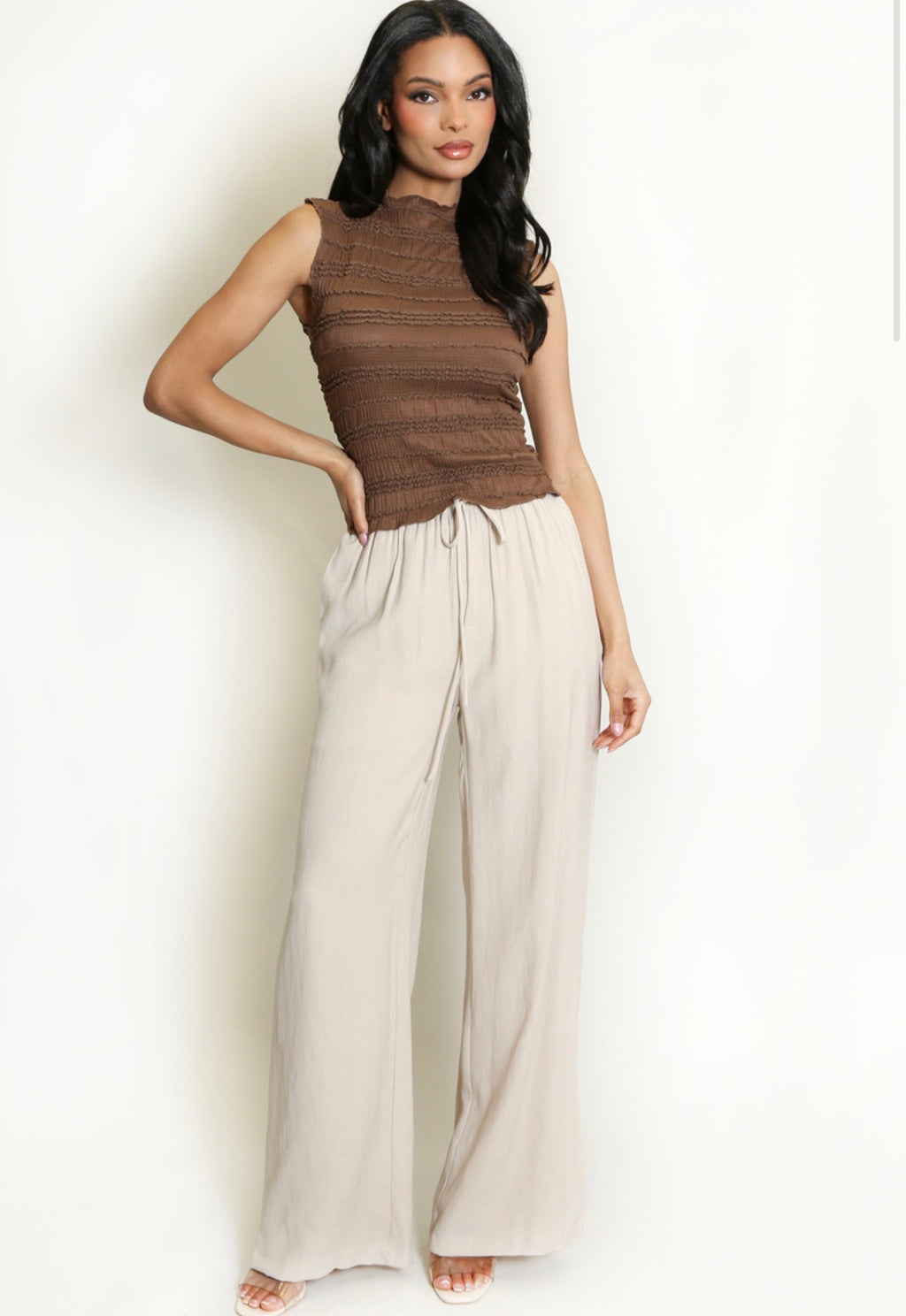 Cream Drawstring Trousers