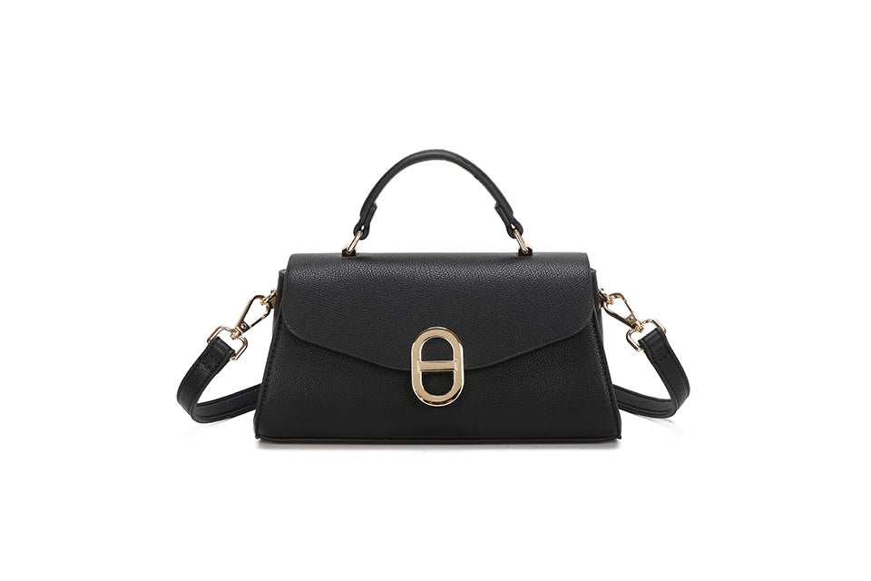 Two Tone Gold Buckle Detail Handbag