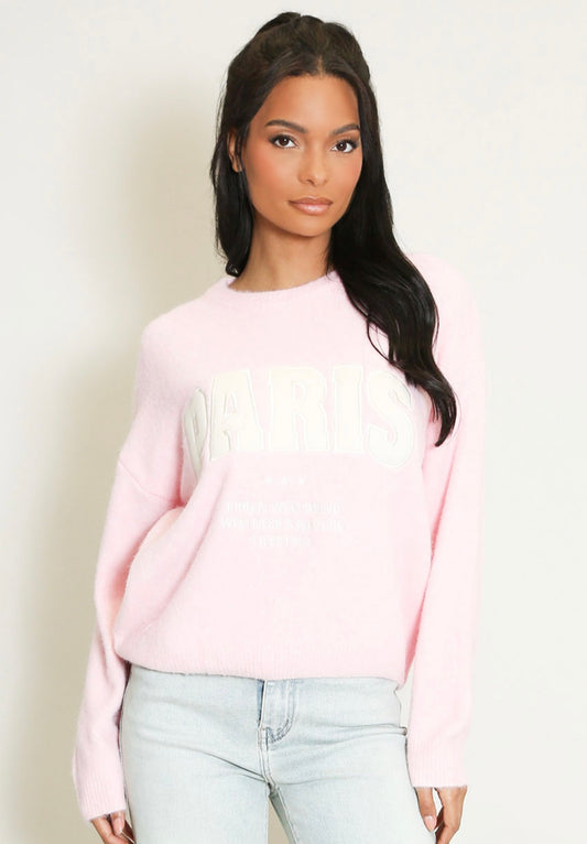Pink Wellness Slogan Wool Jumper