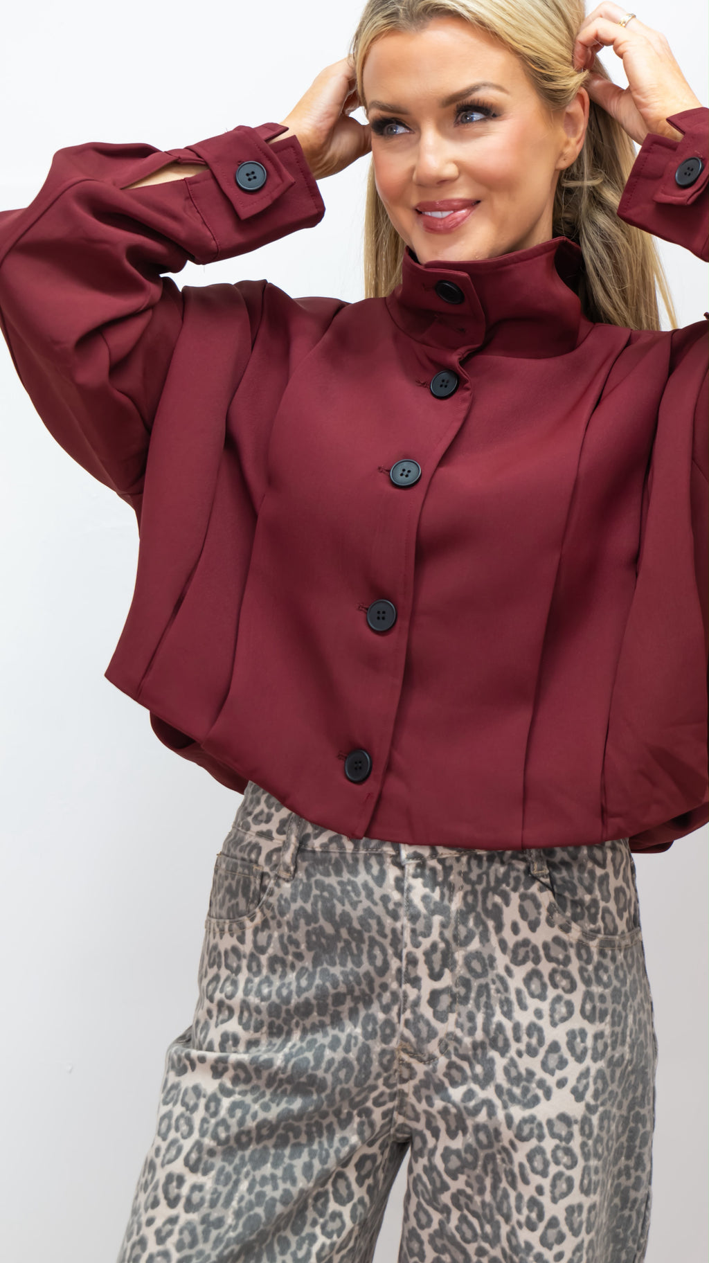 Burgundy Crop Jacket