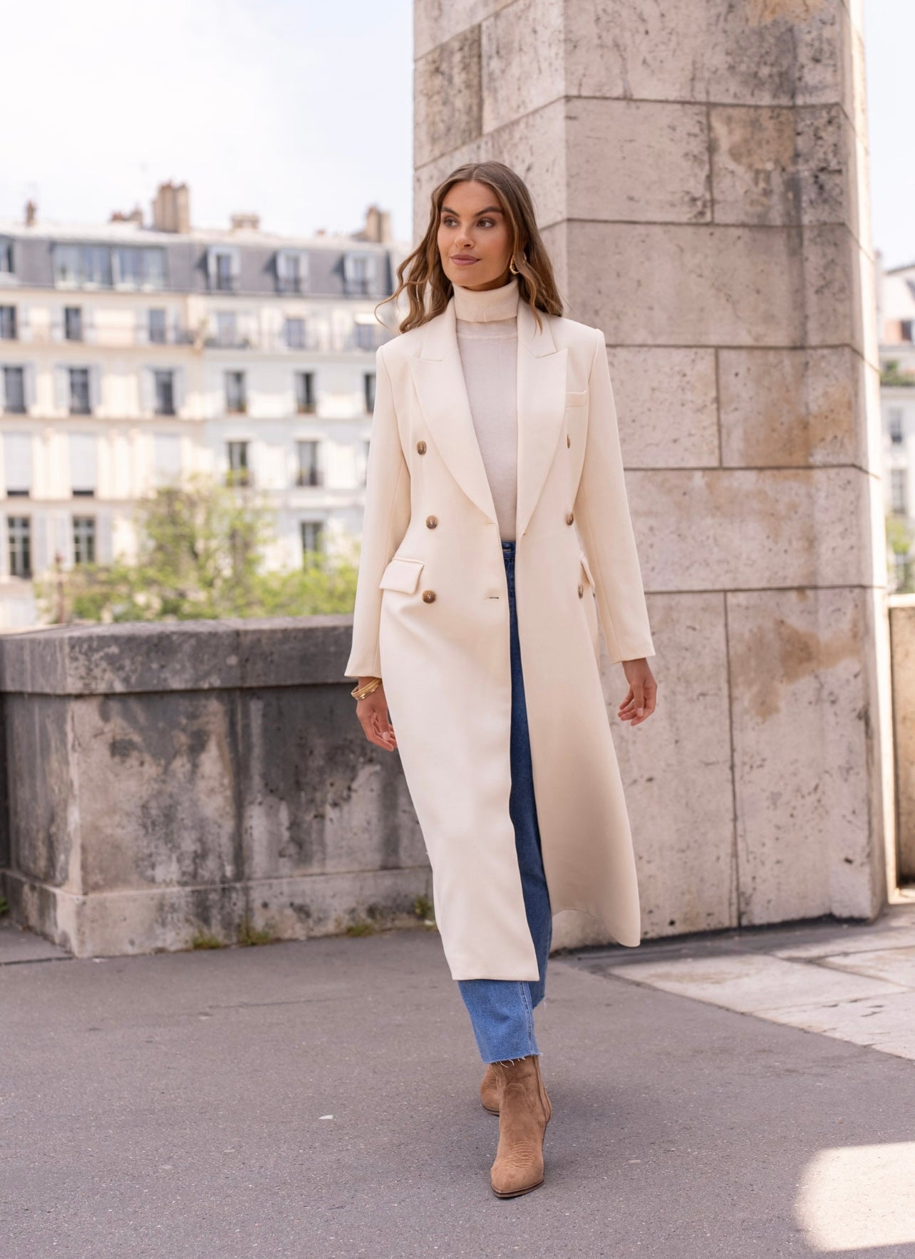 Off White Double Breasted Overcoat