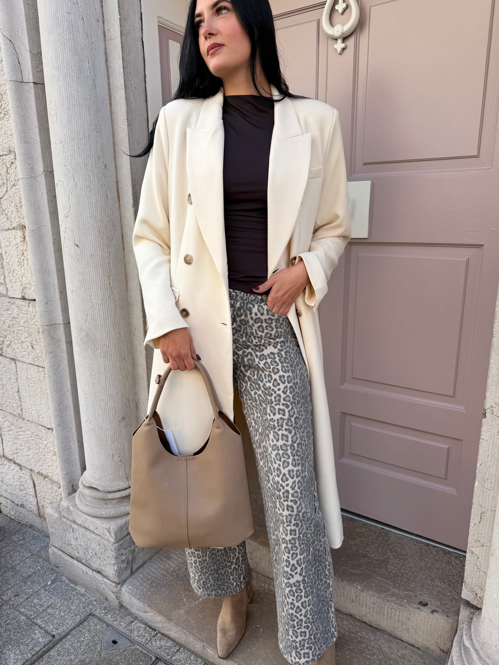 Cream Long Line Coat
