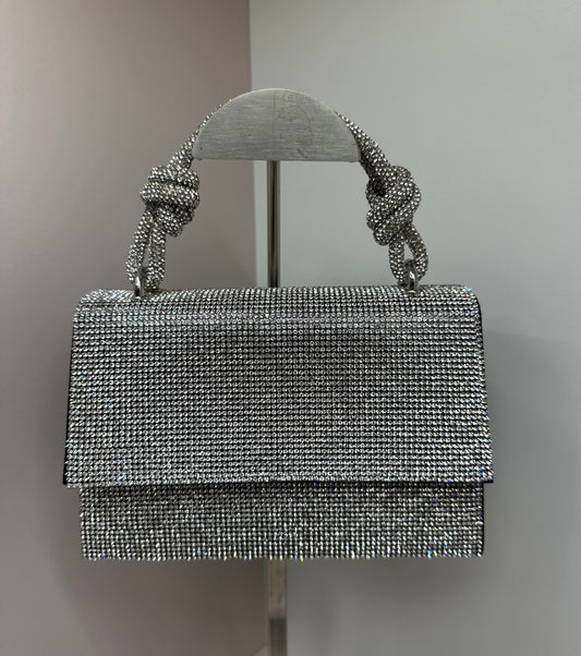 Silver and Black Crystal Knot Bag