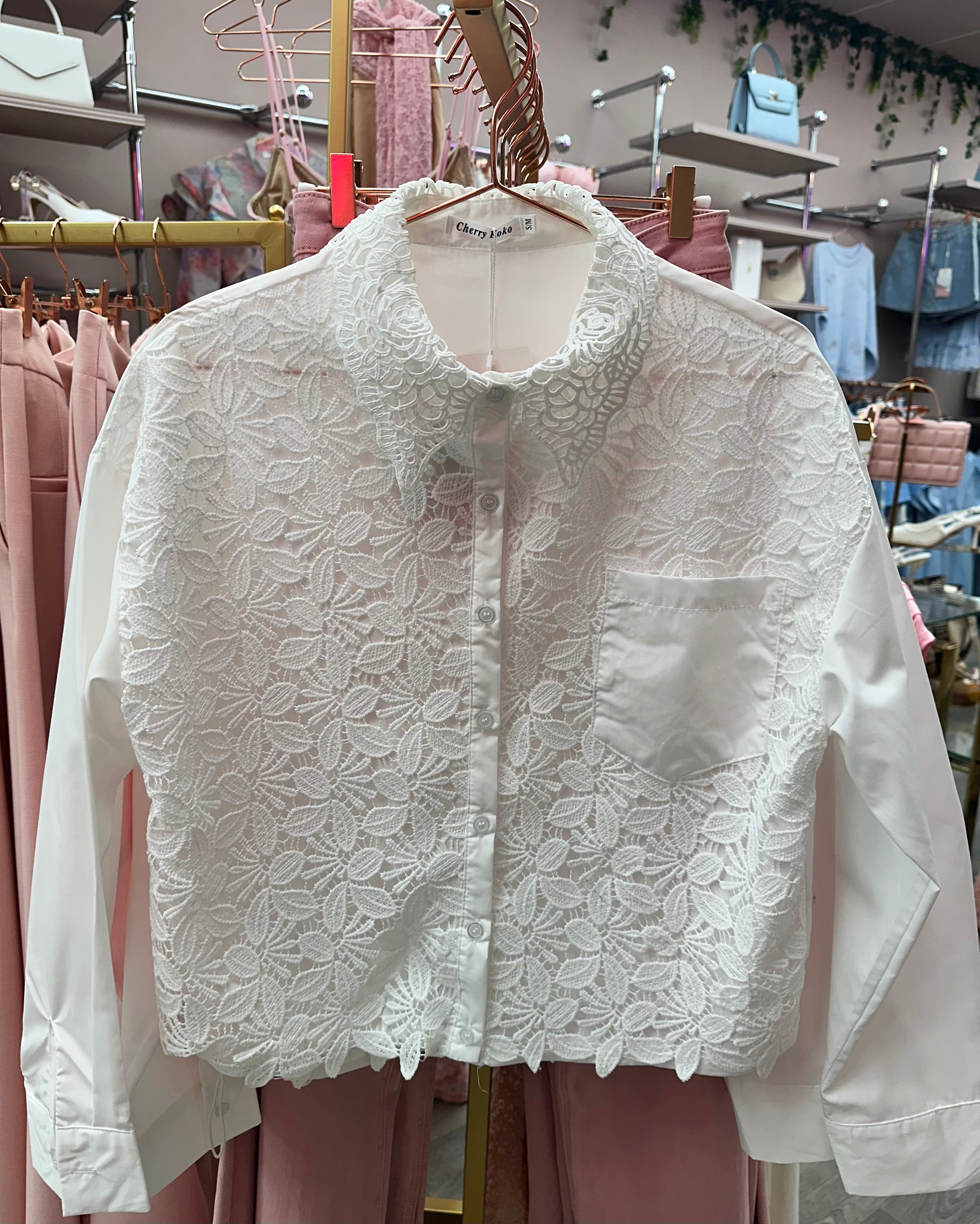White Floral Lace Shirt