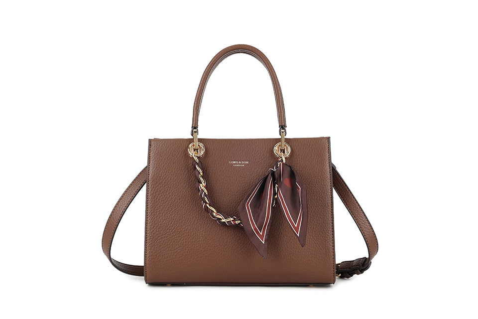 Gold Chain And Scarf Detail Handbag