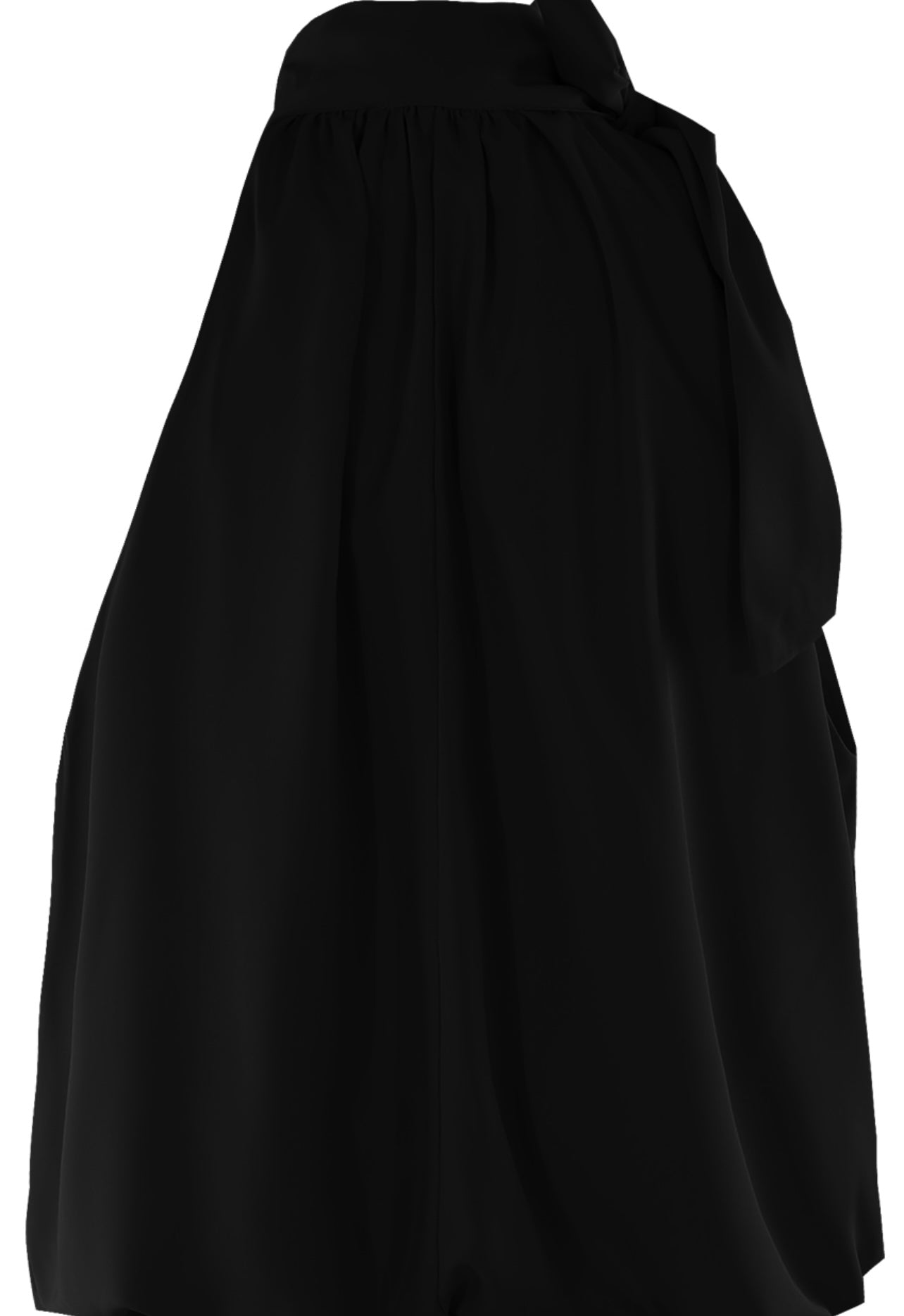 Black Bow Neck Balloon Hem Blouse