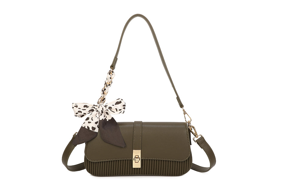 Bow Detail Ribbed Handbag