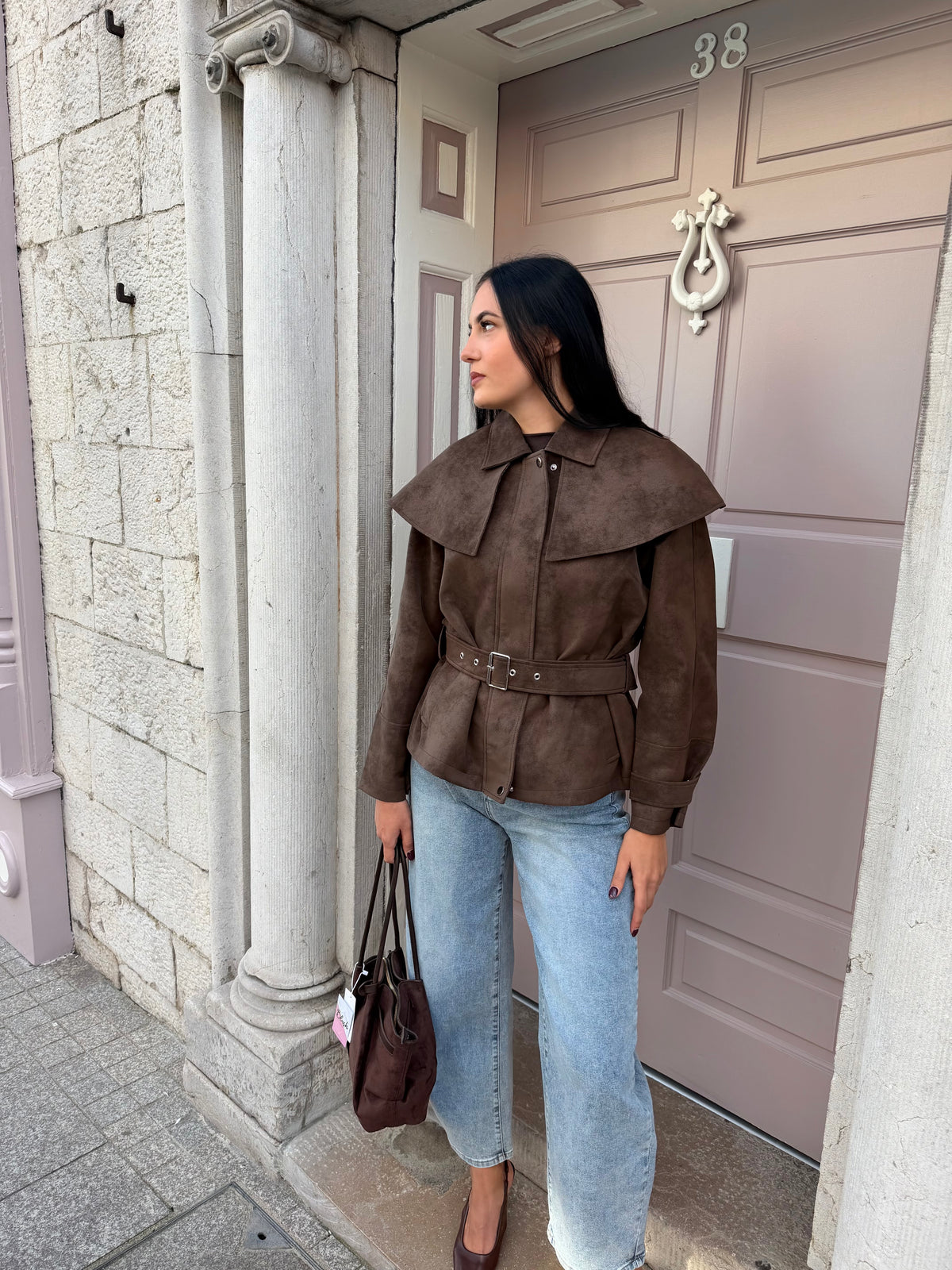 Brown Belted Trench Jacket