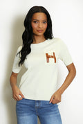 Lemon H Motif Cuffed Hem Knit Jumper