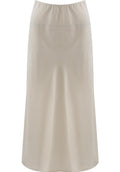 Beige Satin BIas Cut Midi Skirt