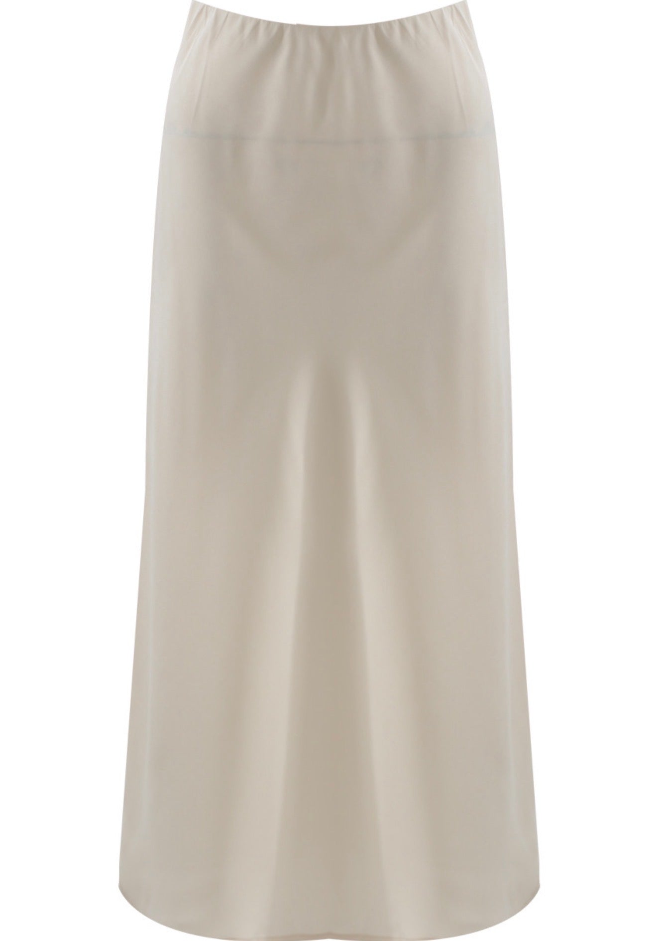 Beige Satin BIas Cut Midi Skirt