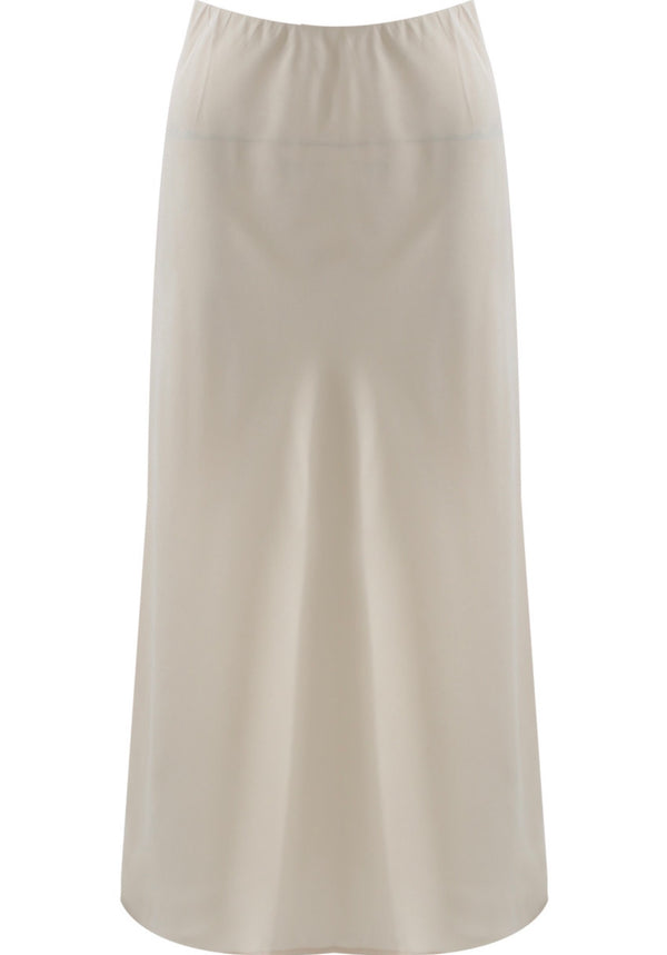 Beige Satin BIas Cut Midi Skirt