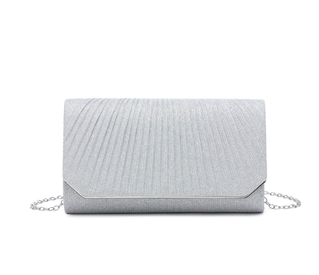 Metal Trim Along the Edge Glitter Clutch Bag