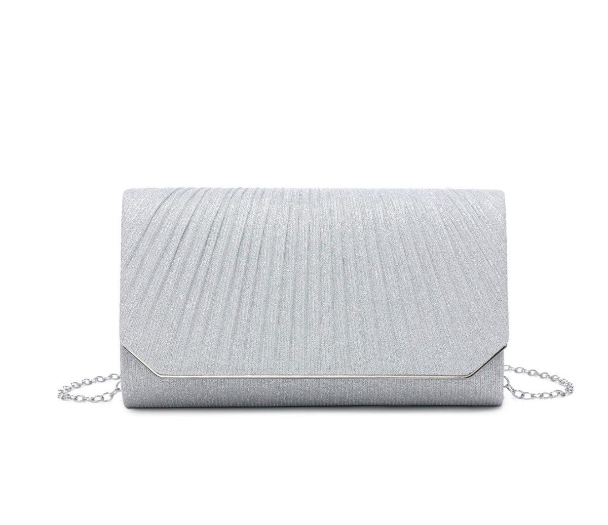 Metal Trim Along the Edge Glitter Clutch Bag