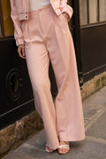Pink Tailored Single Pleat Wide Leg Trousers