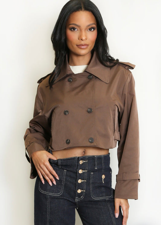 Brown Short Boxy Trench Coat