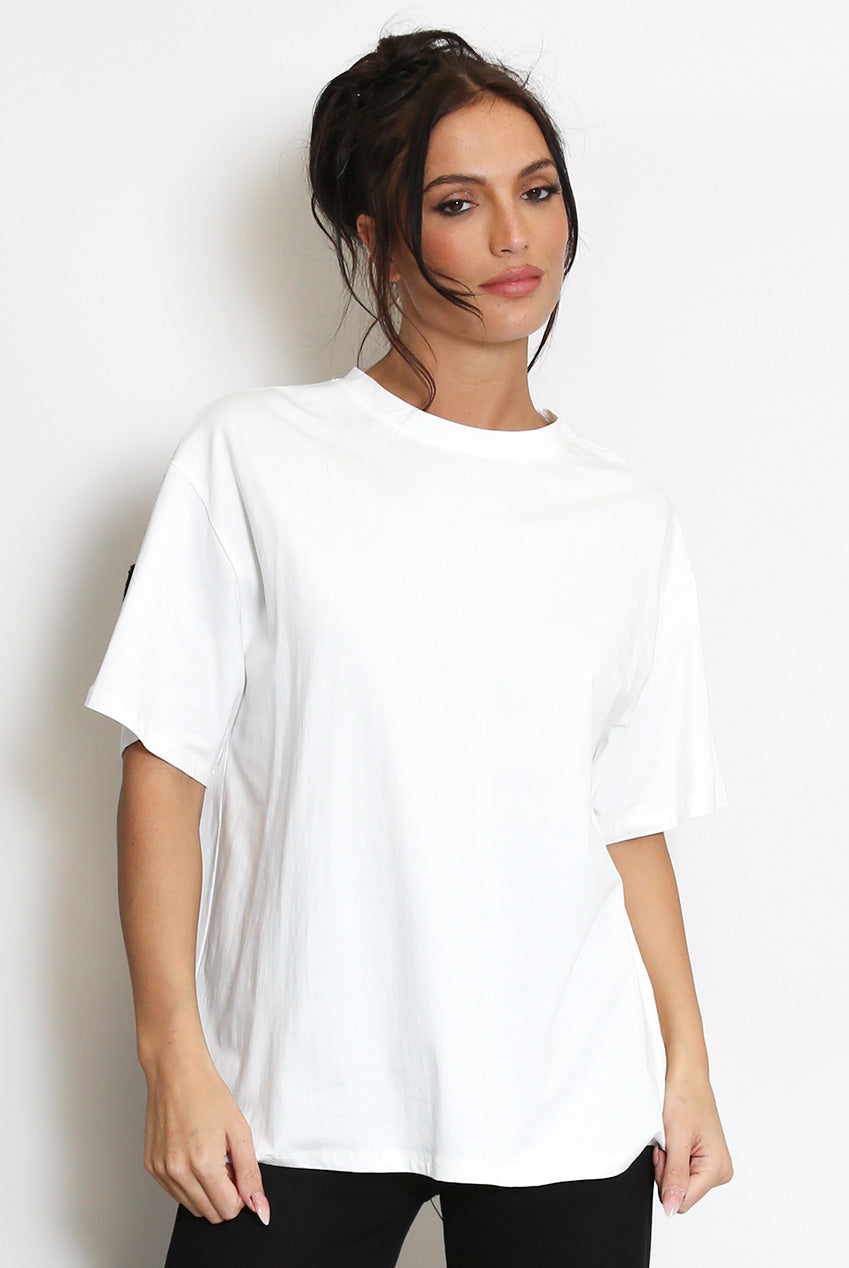 New York Embossed Back White T-Shirt