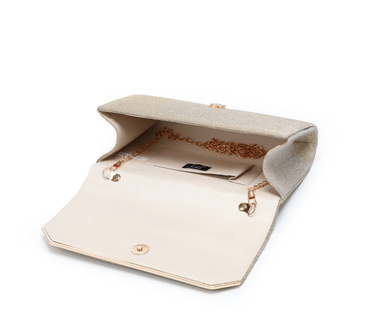 Metal Trim Along the Edge Glitter Clutch Bag