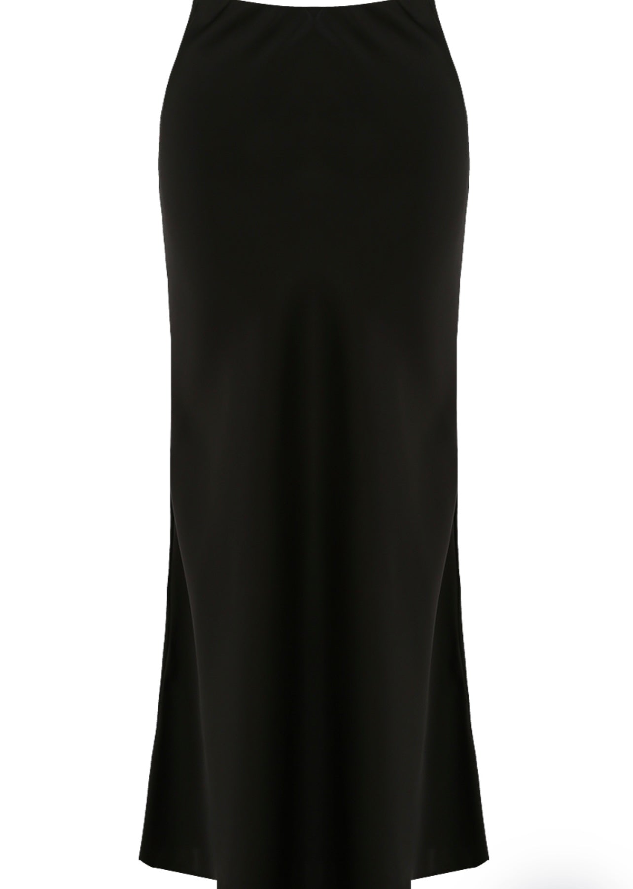 Black Satin Bias Cut Flowing Maxi Skirt