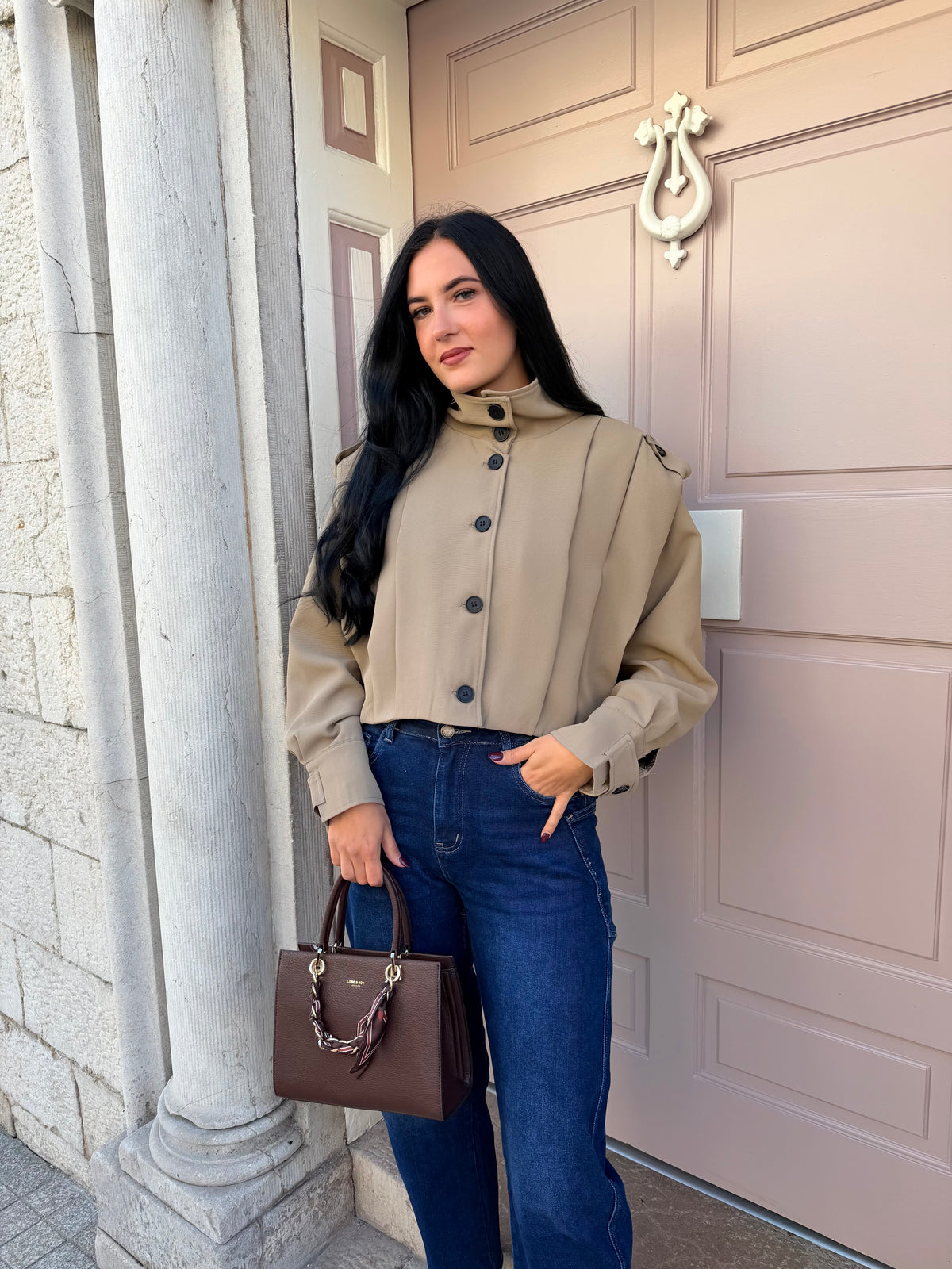 Taupe Cropped Jacket