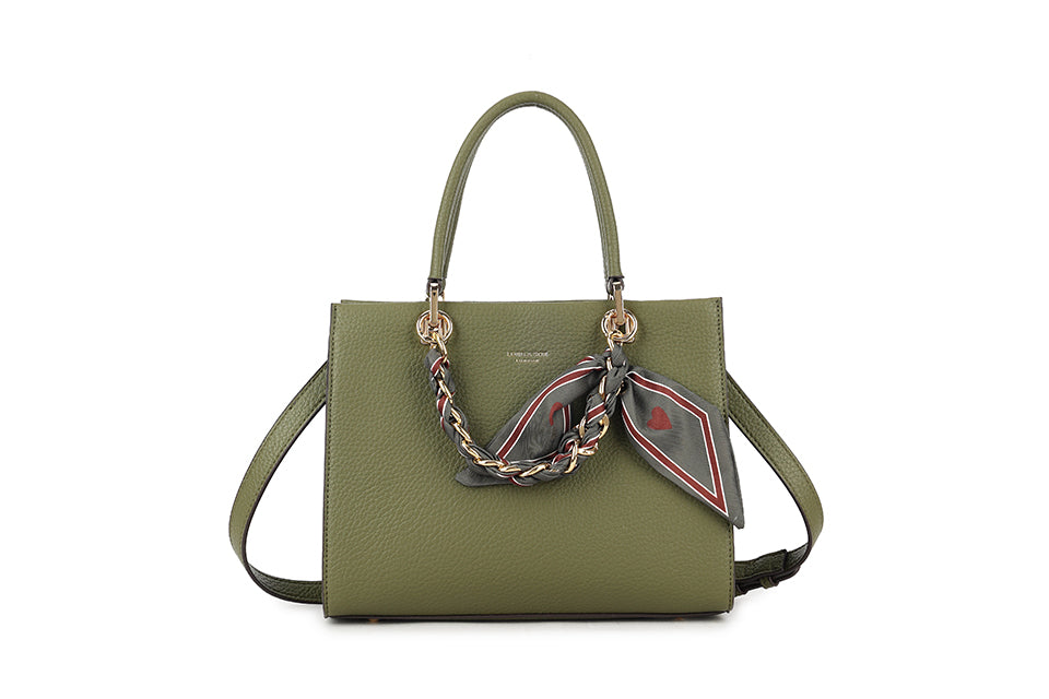 Gold Chain And Scarf Detail Handbag