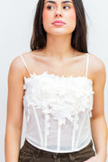 Cream Floral Detail Corset Top
