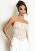Nude Mesh Embroidered Corset Top