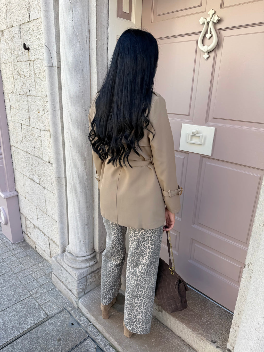 Camel Short Trench Coat With Belt